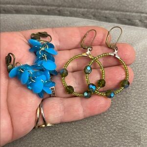 bundle Green Beaded Hoop Earrings
